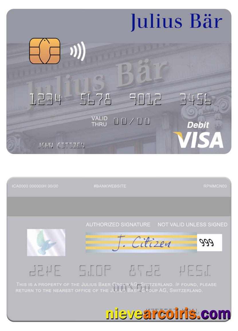 Switzerland Julius Baer Group AG Visa Debit Card Photolook