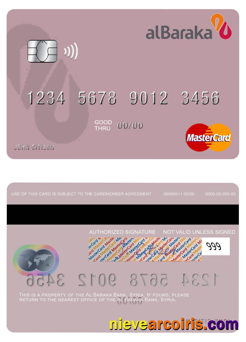 Syria Al Baraka Bank Mastercard Sample