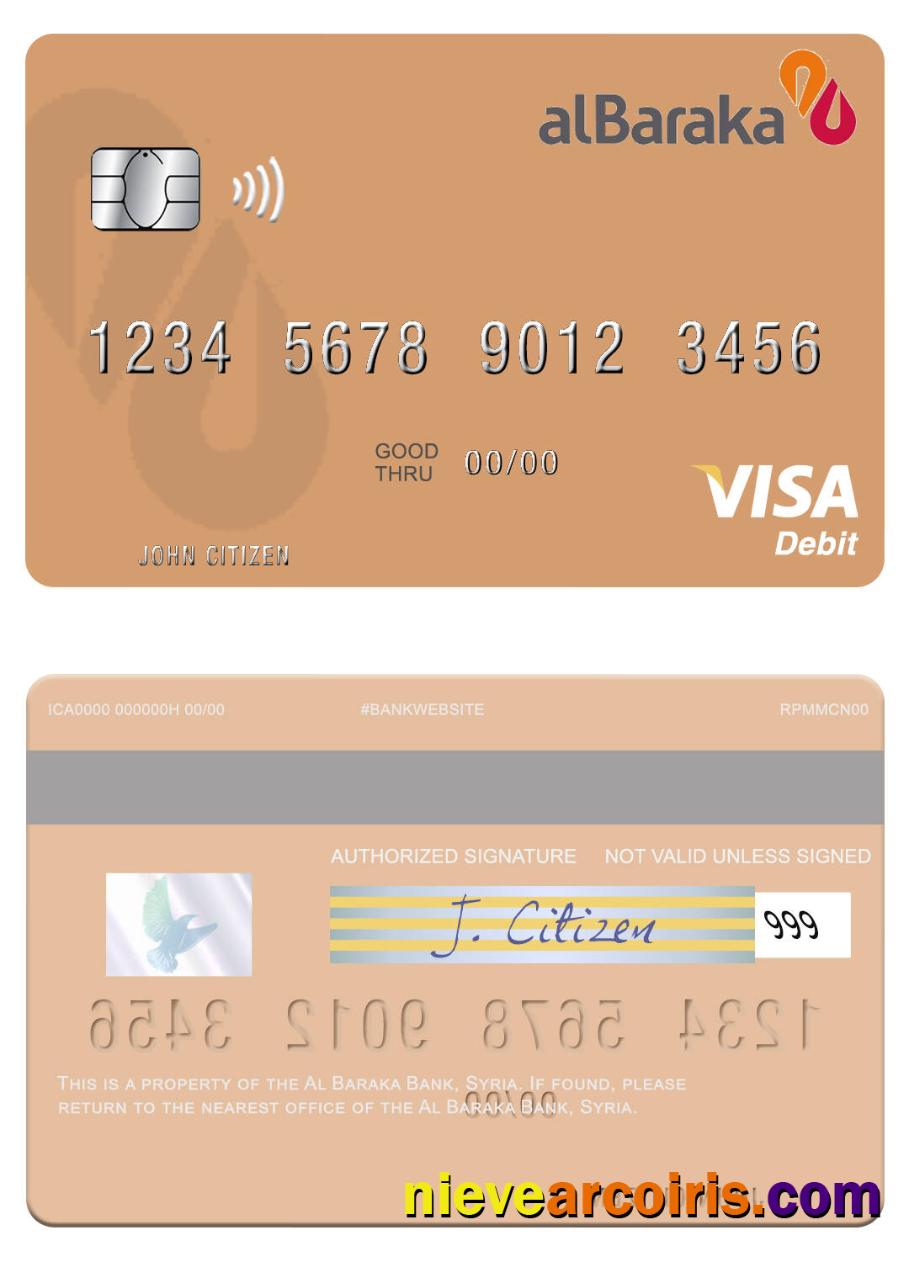 Syria Al Baraka Bank Visa Debit Card Photolook