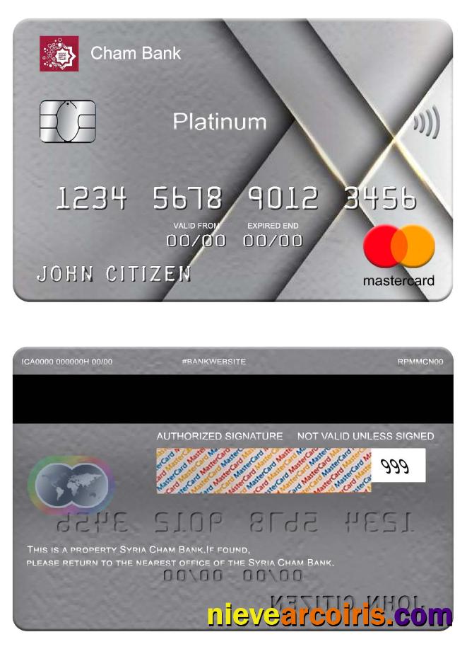 Syria Cham Bank Mastercard Platinum Template