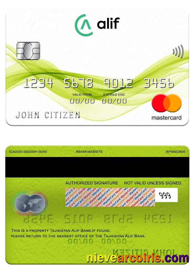 Tajikistan Alif Bank Mastercard Photolook