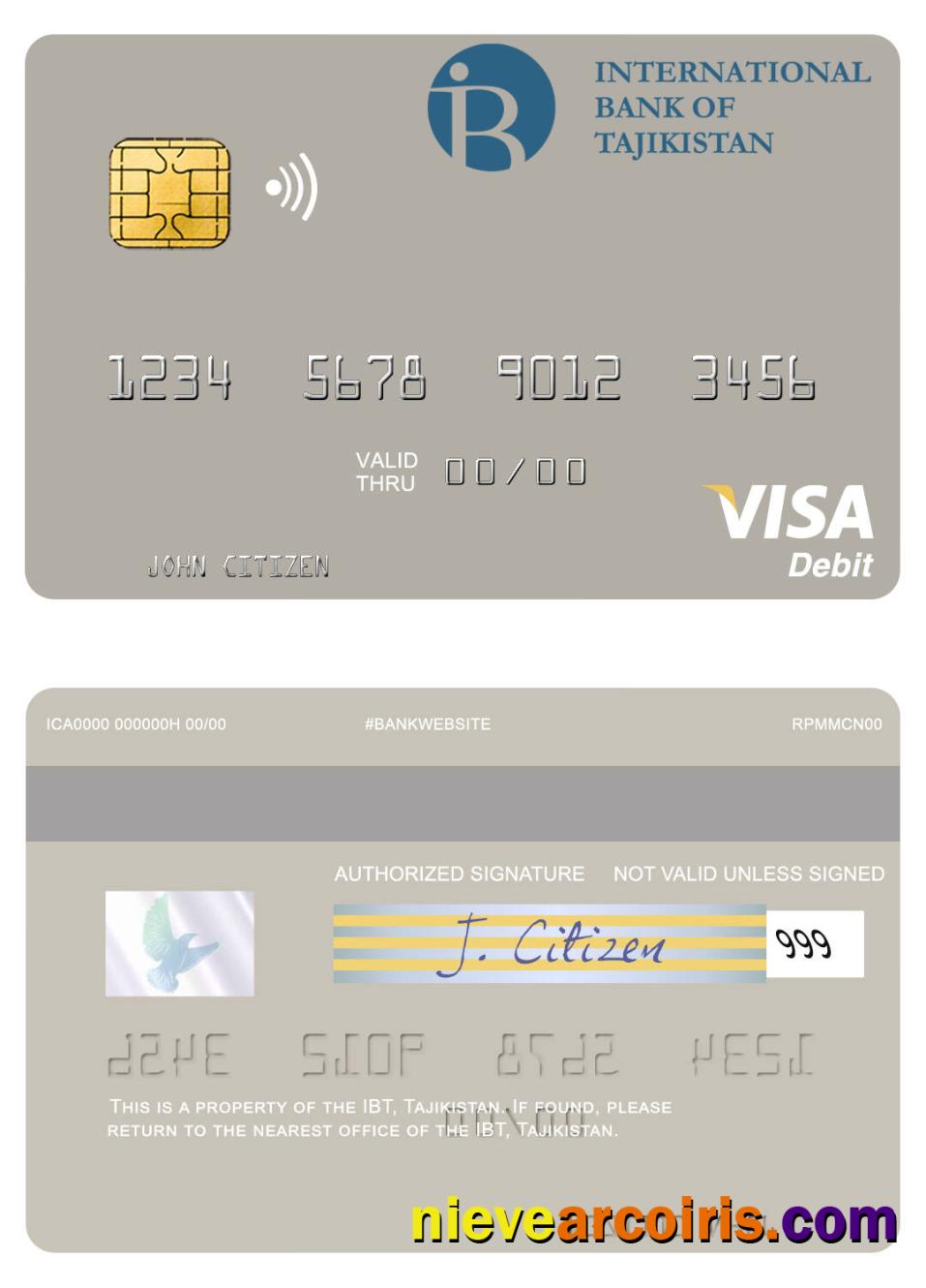 Tajikistan IBT Visa Debit Card Sample