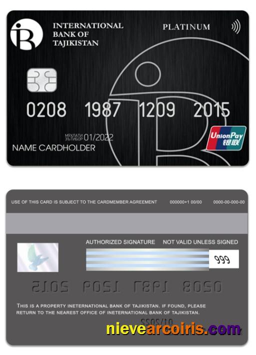 Tajikistan International Bank Of Tajikistan UniPay Platinum Card Photolook