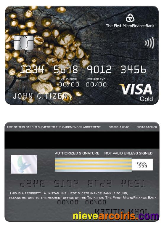 Tajikistan The First MicroFinance (FMFB) Bank Visa Gold Card Preview