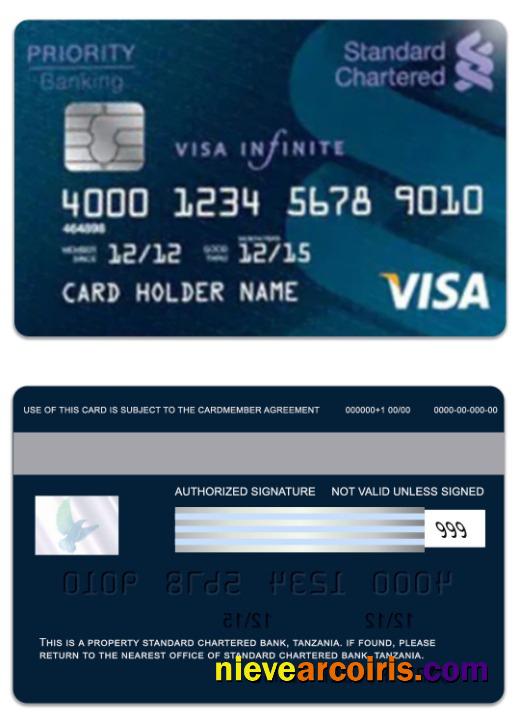 Tanzania Standard Chartered Bank Visa Debit Card Sample