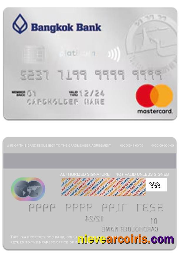 Thailand Bangkok Bank Platinum Travel Mastercard Template