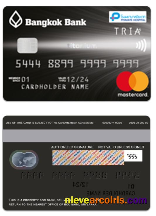 Thailand Bangkok Bank Titanium Mastercard Template