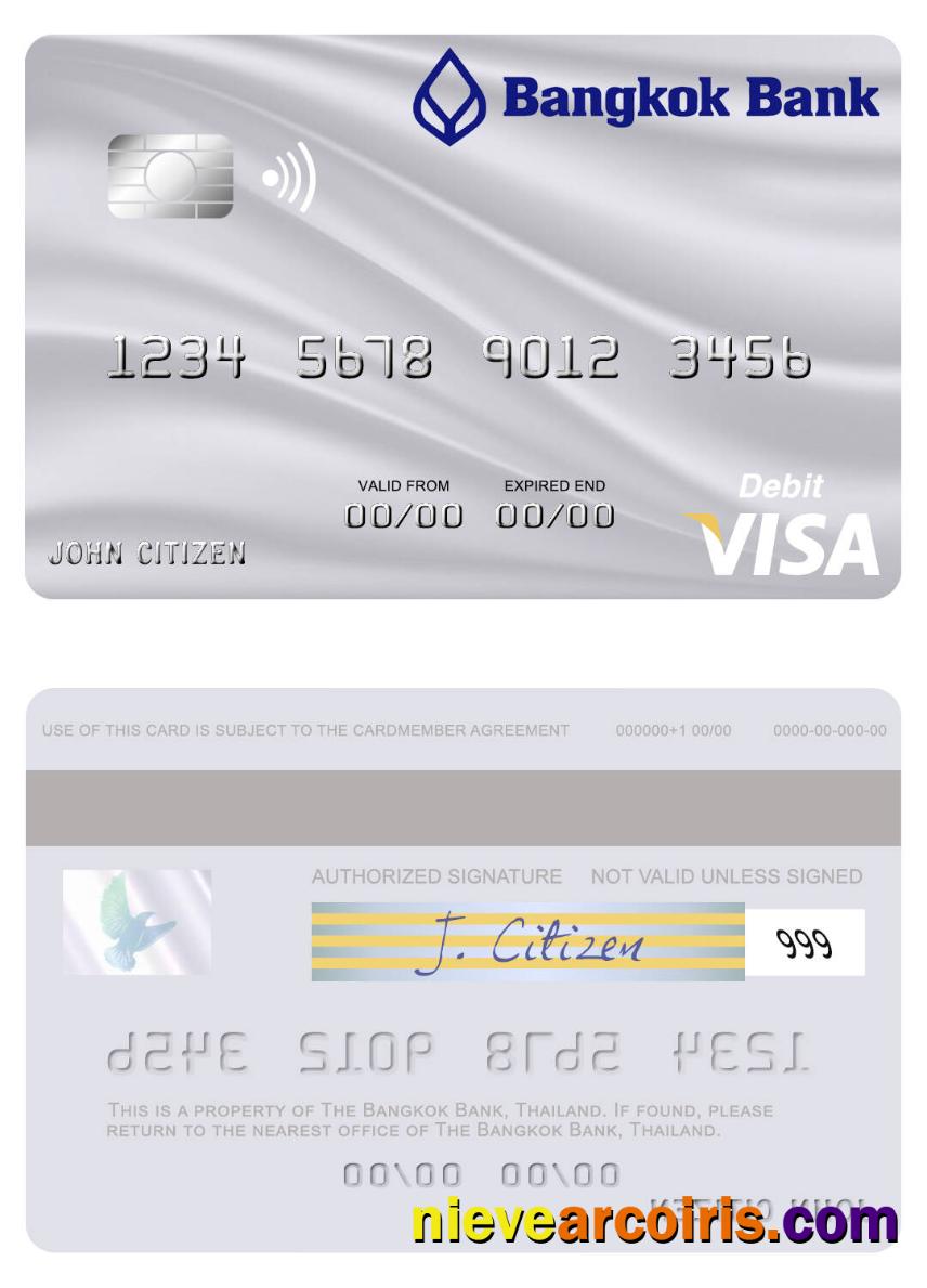Thailand Bangkok Bank Visa Debit Card Sample