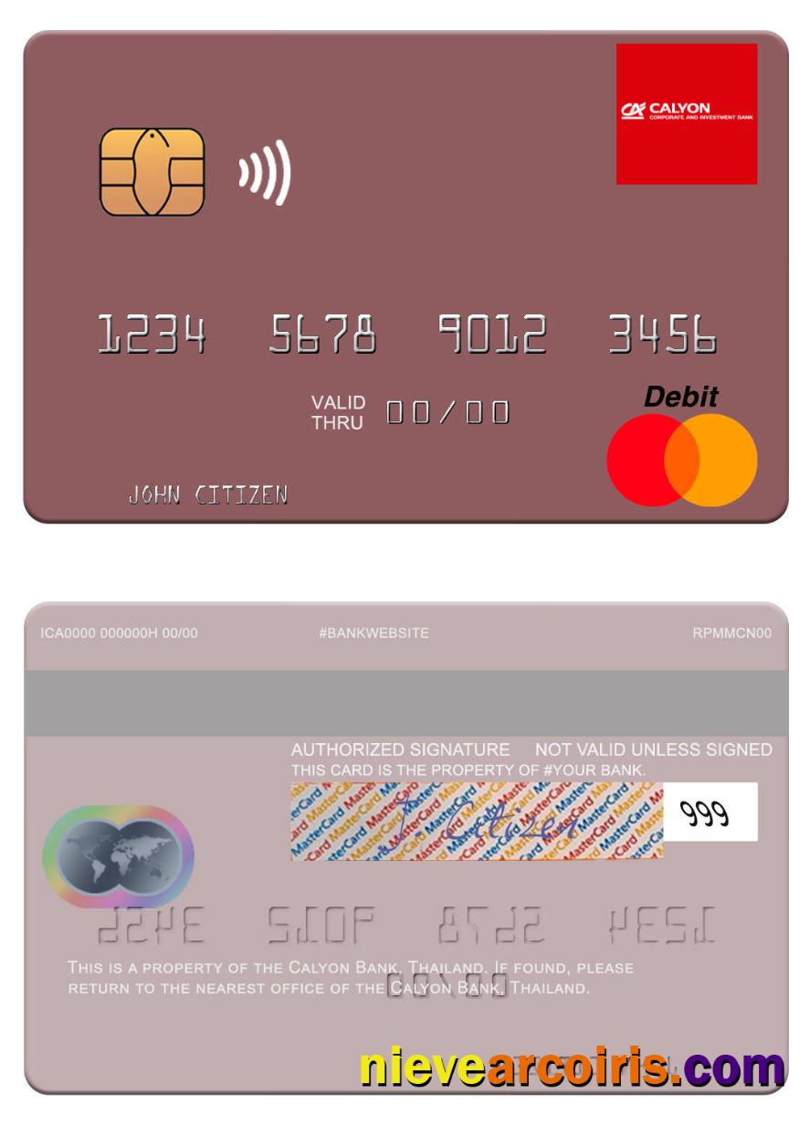 Thailand Calyon Bank Mastercard Sample