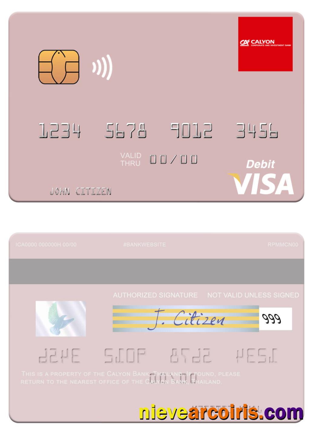 Thailand Calyon Bank Visa Debit Sample