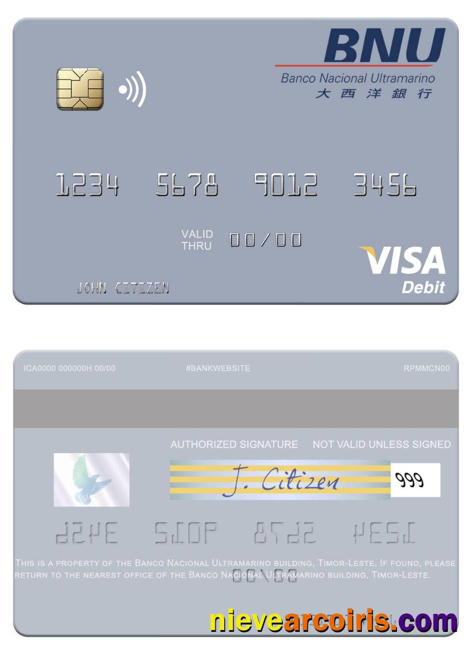 Timor Leste Banco Nacional Ultramarino Building Visa Debit Card Preview