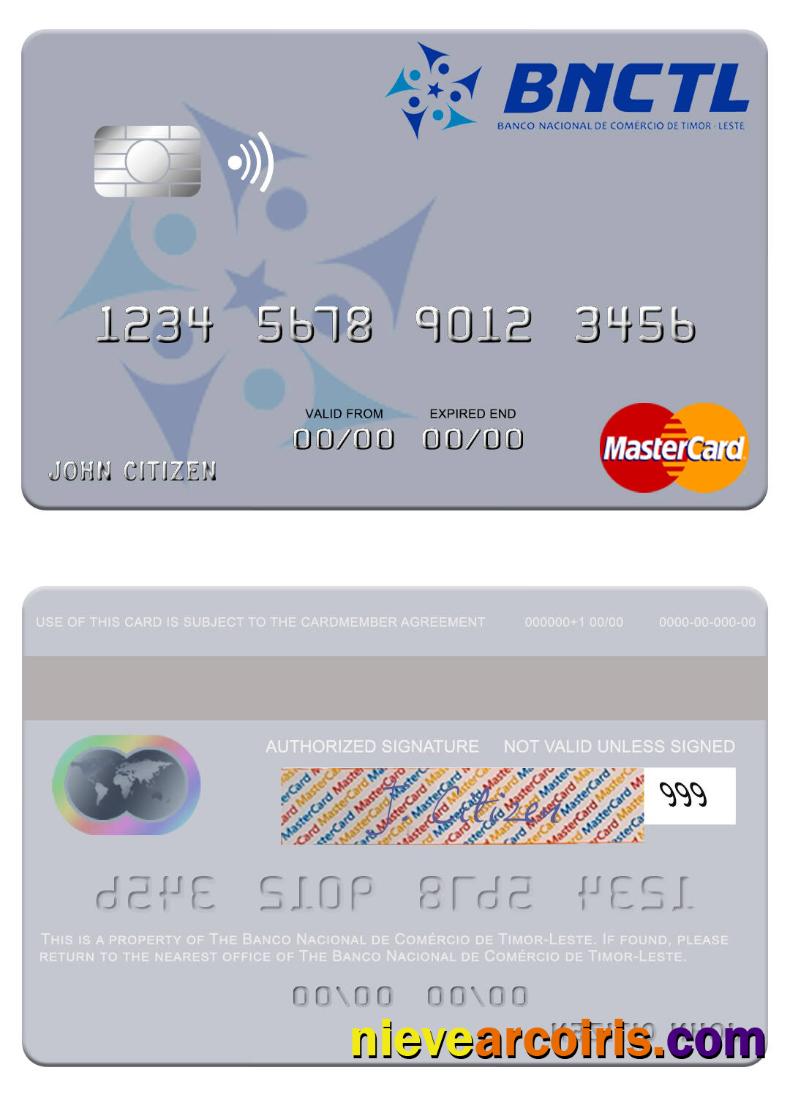 Timor Leste Banco Nacional De Comércio De Timor Leste Mastercard Sample