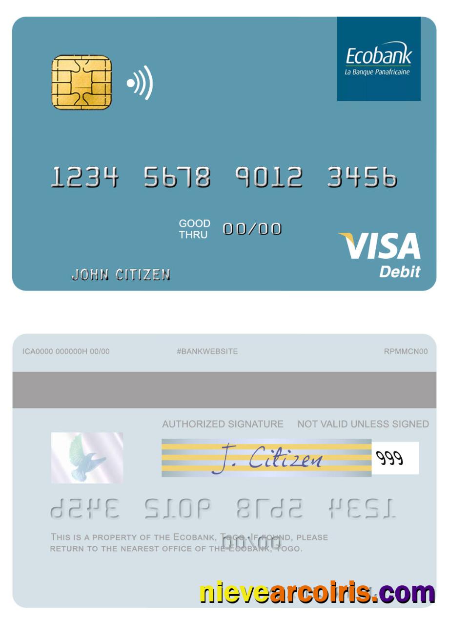 Togo Ecobank Visa Debit Card Photolook