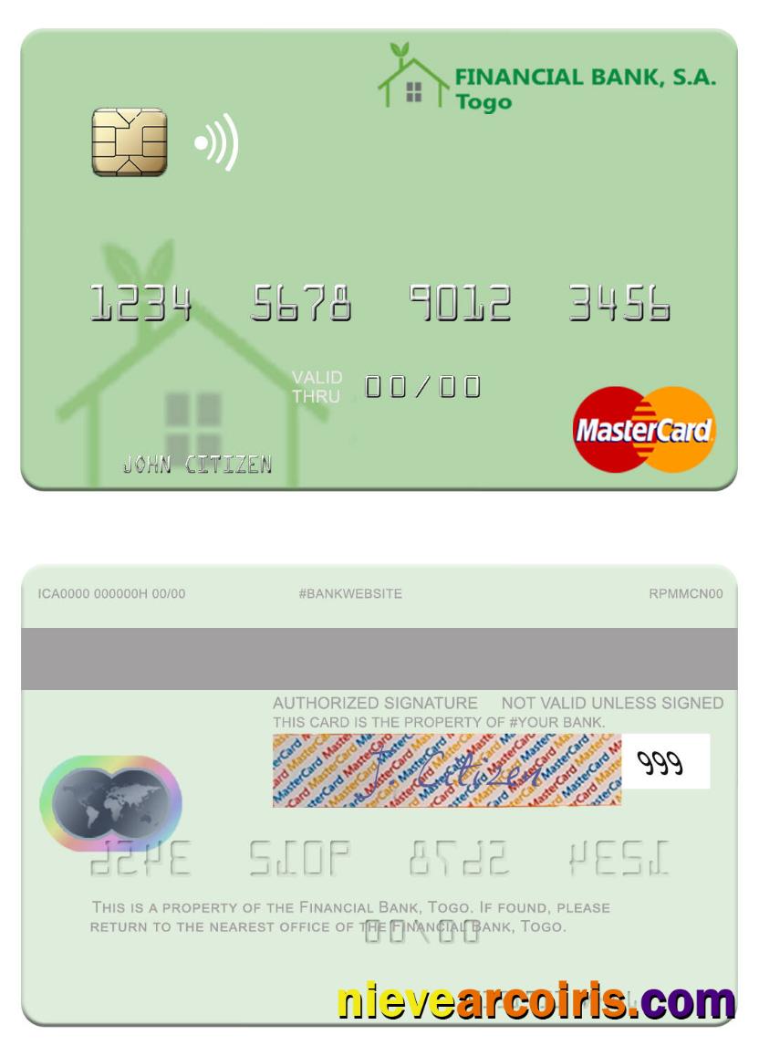 Togo Financial Bank Mastercard Template