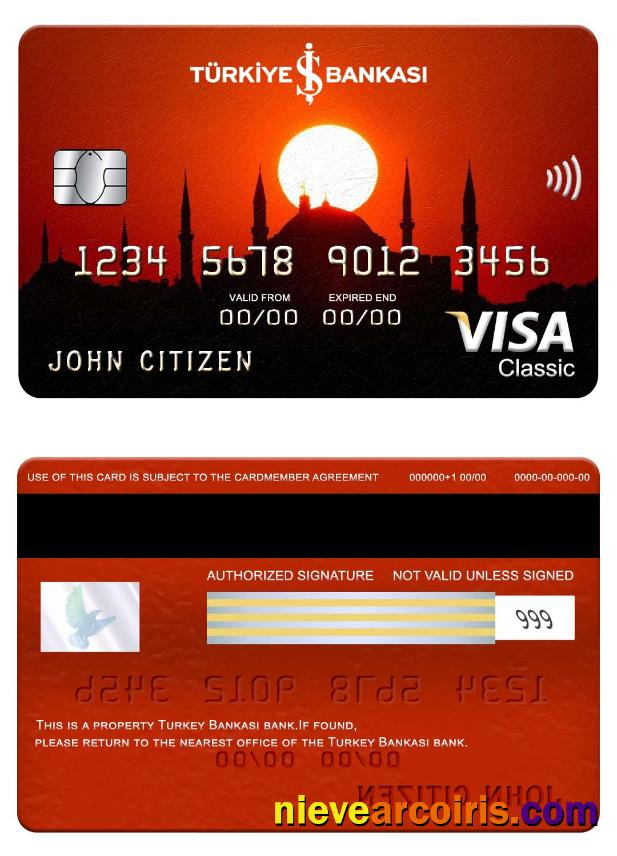 Turkey Bankasi Bank Visa Classic Card Sample