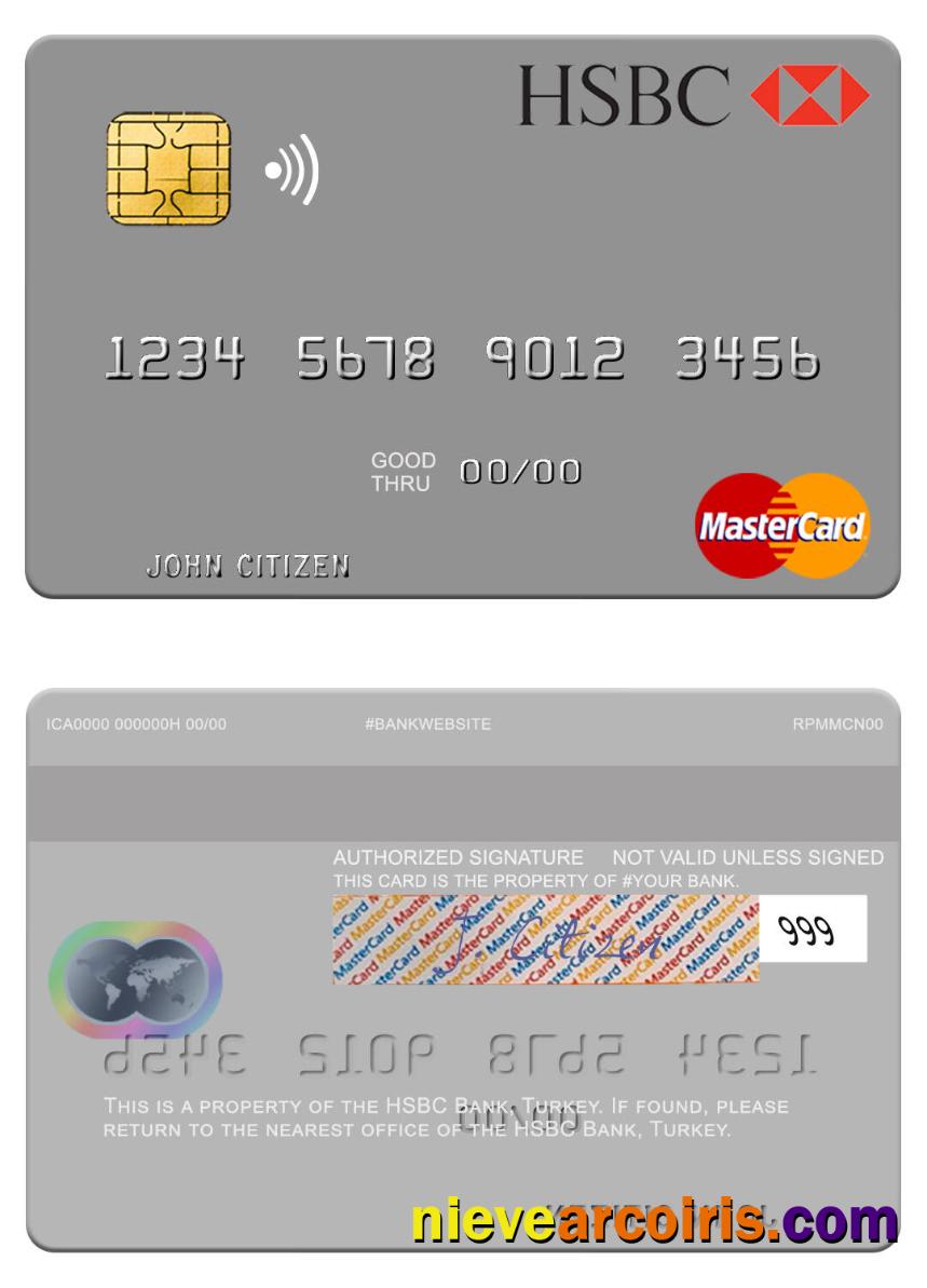 Turkey HSBC Bank Mastercard Template