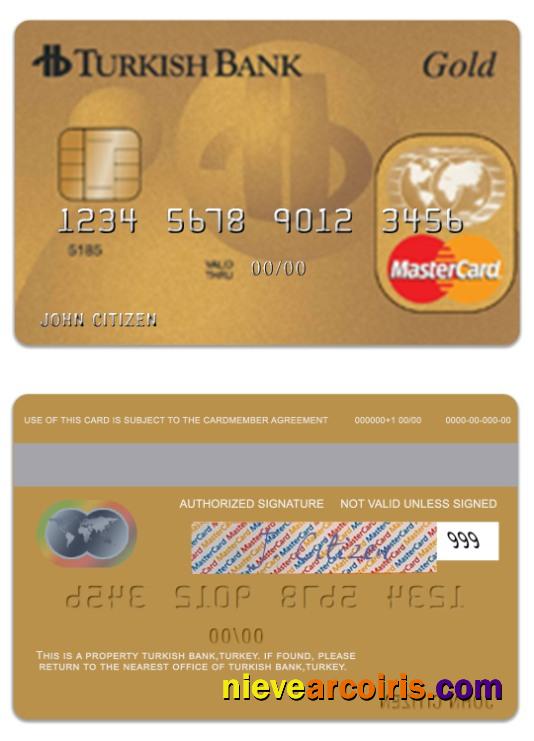 Turkey TurkishBank Gold Mastercard Template