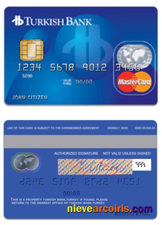 Turkey TurkishBank Standard Mastercard Template