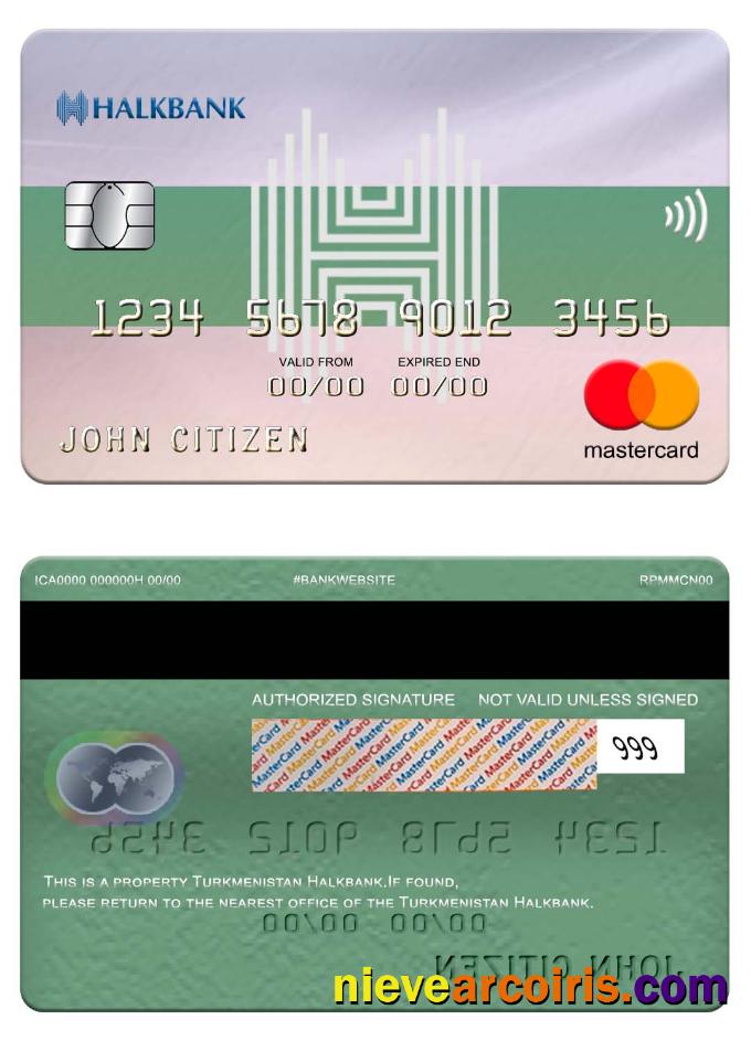 Turkmenistan Halkbank Mastercard Template