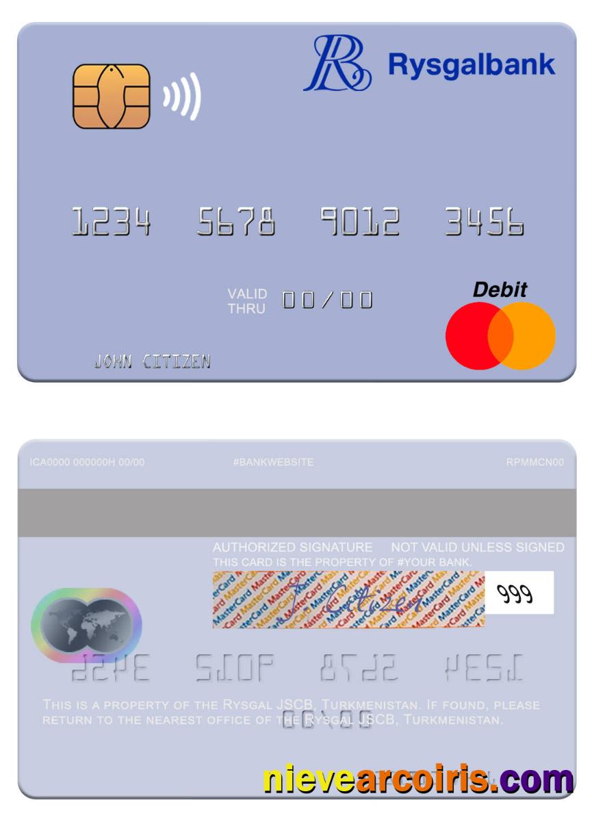 Turkmenistan Rysgal JSCB Mastercard Template