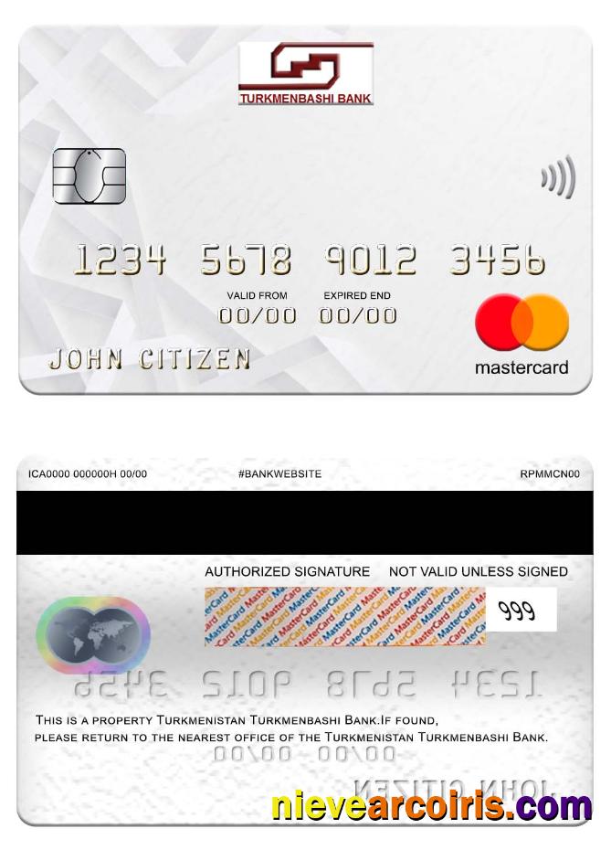 Turkmenistan Turkmenbashi Bank Mastercard Template