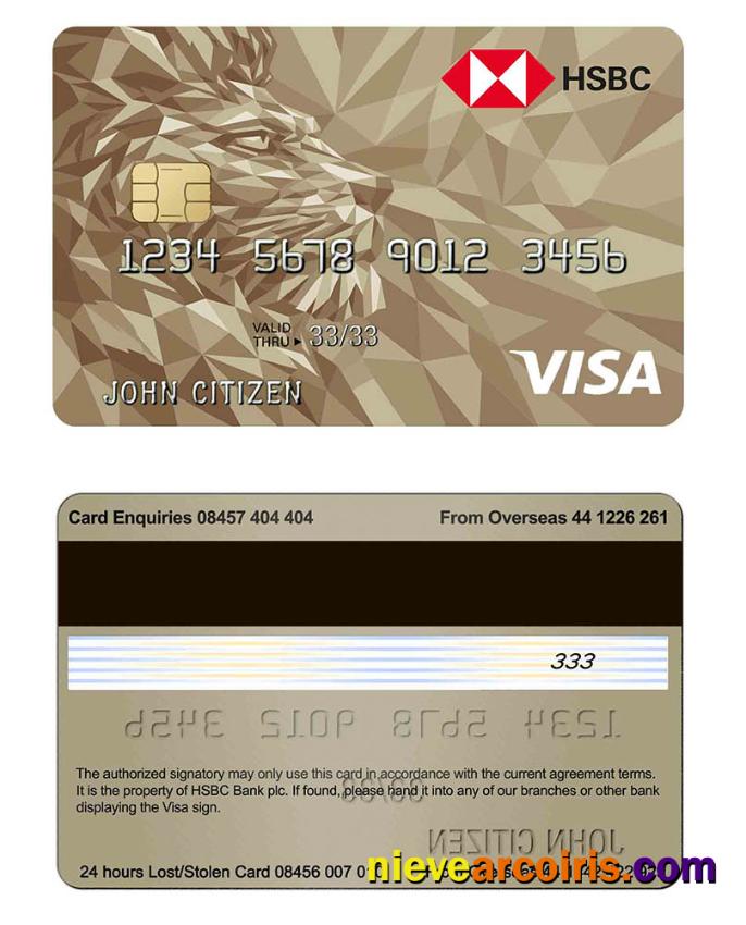 UK HSBC Visa Gold Credit Card Photolook
