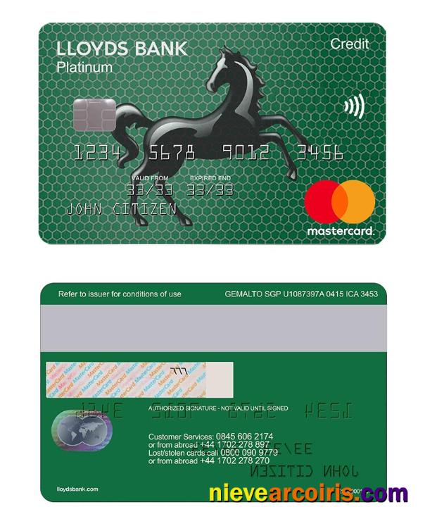 UK Lloyds Credit Card MASTERCARD Preview
