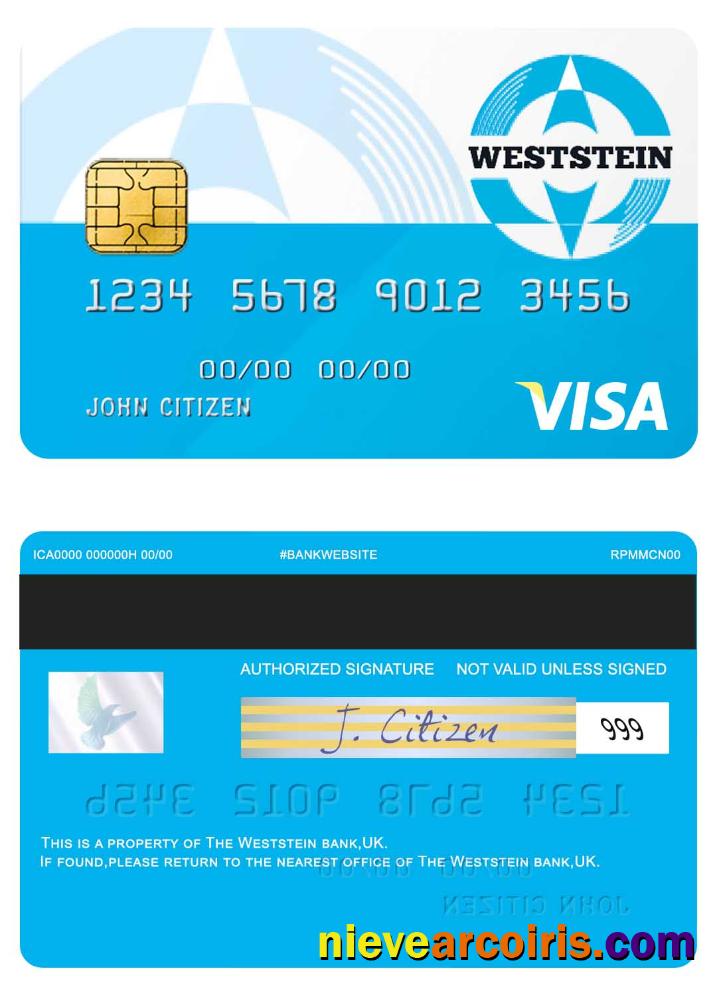 UK Weststein Bank Visa Card Preview