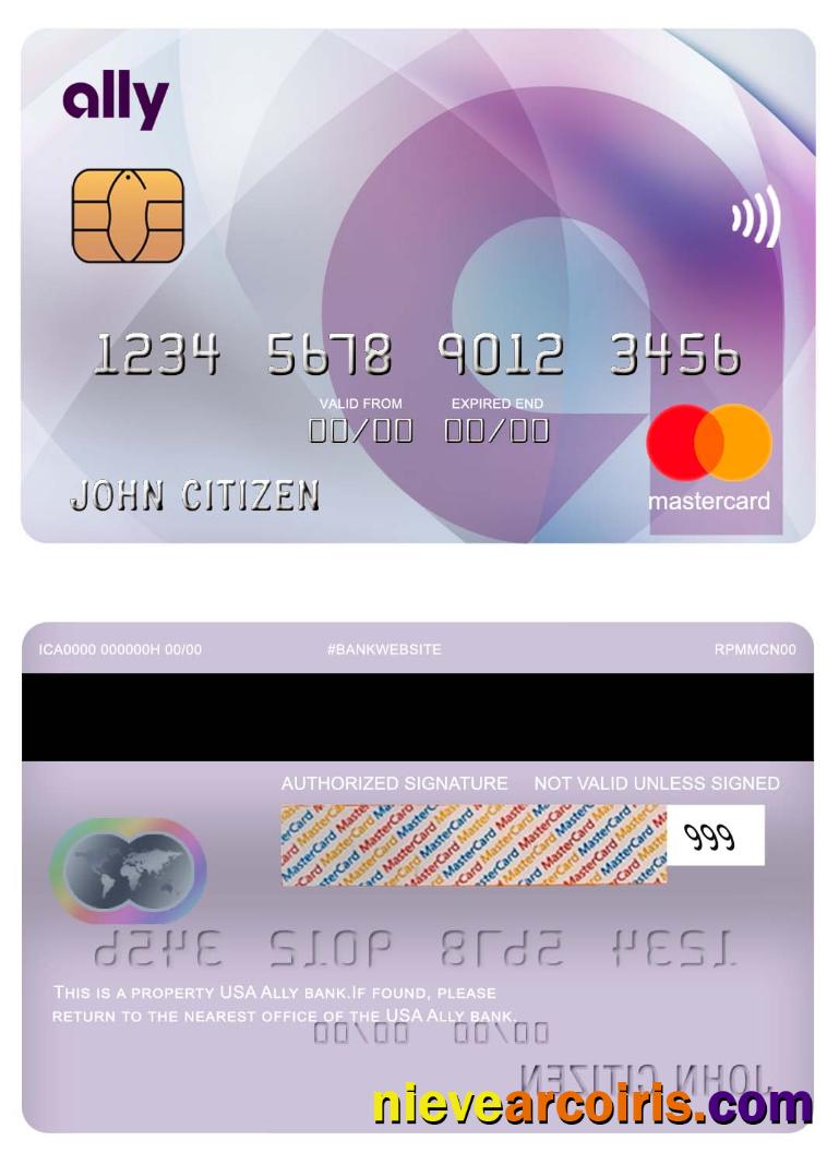 USA Ally Bank Mastercard Sample