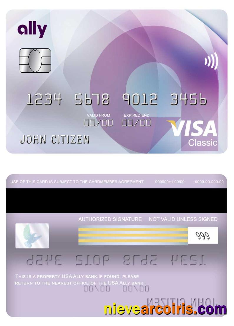 USA Ally Bank Visa Classic Card Sample