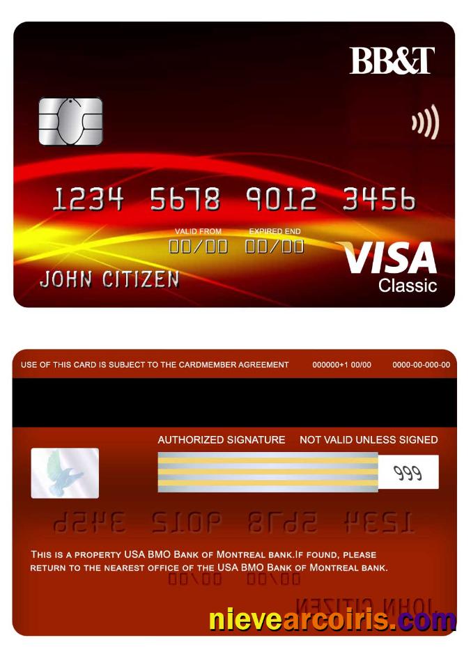 USA BB&T Corp. Bank Visa Classic Card Template