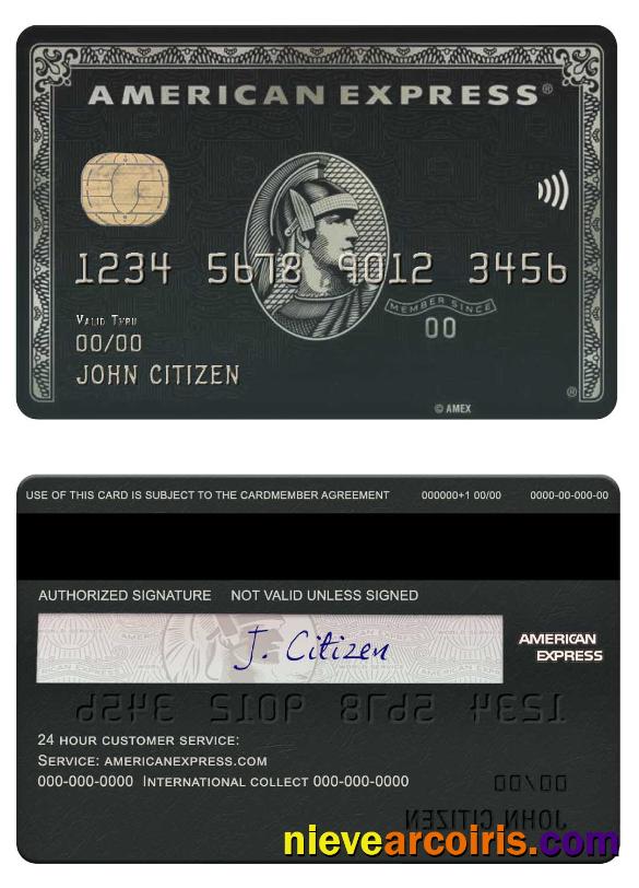 USA BMO Bank Of Montreal Bank Amex Black Card Template