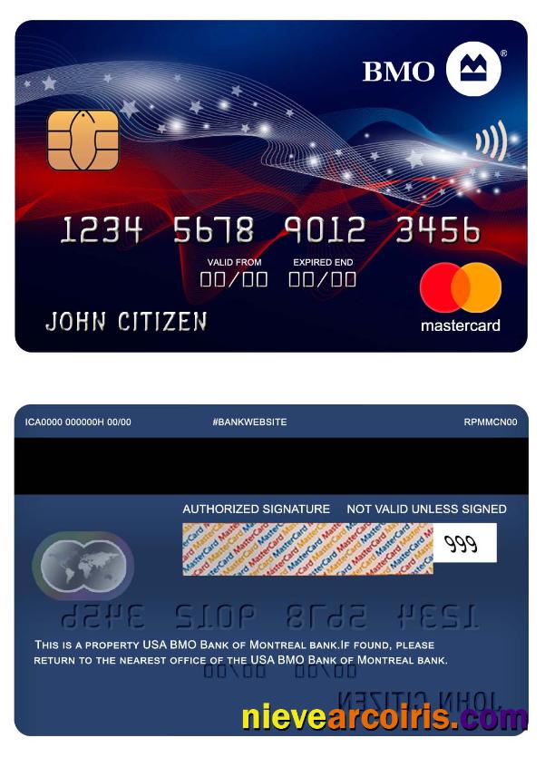 USA BMO Bank Of Montreal Bank Mastercard Sample