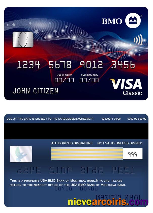 USA BMO Bank Of Montreal Bank Visa Classic Card Preview