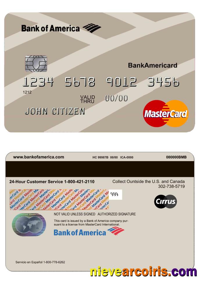 USA Bank Of America Mastercard Template