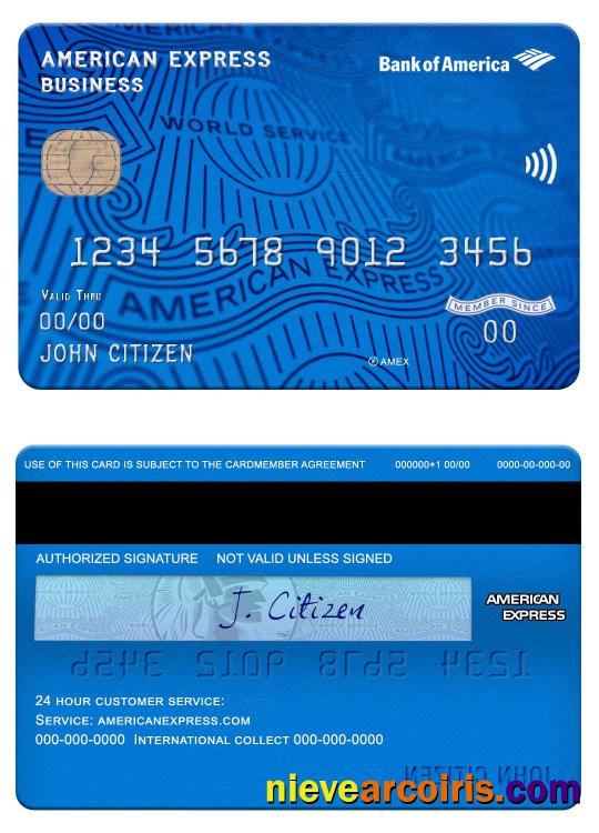 USA Bank Of America Bank American Express Business Card Template