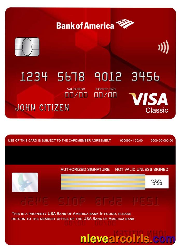 USA Bank Of America Bank Visa Classic Card Photolook