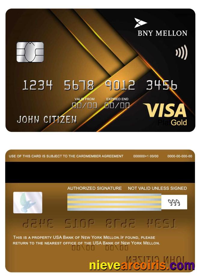 USA Bank Of New York Mellon Visa Gold Card Sample