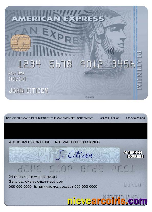 USA Bank Of The West Bank Amex Platinum Card Sample