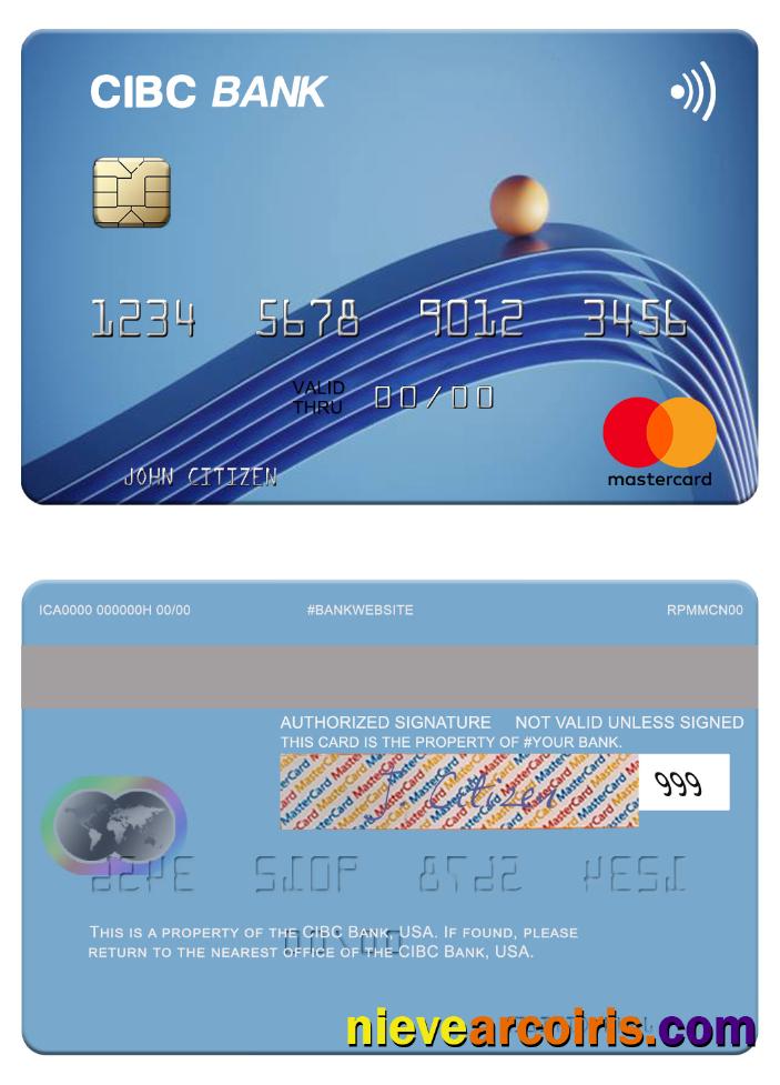 USA CIBC Bank Mastercard Sample