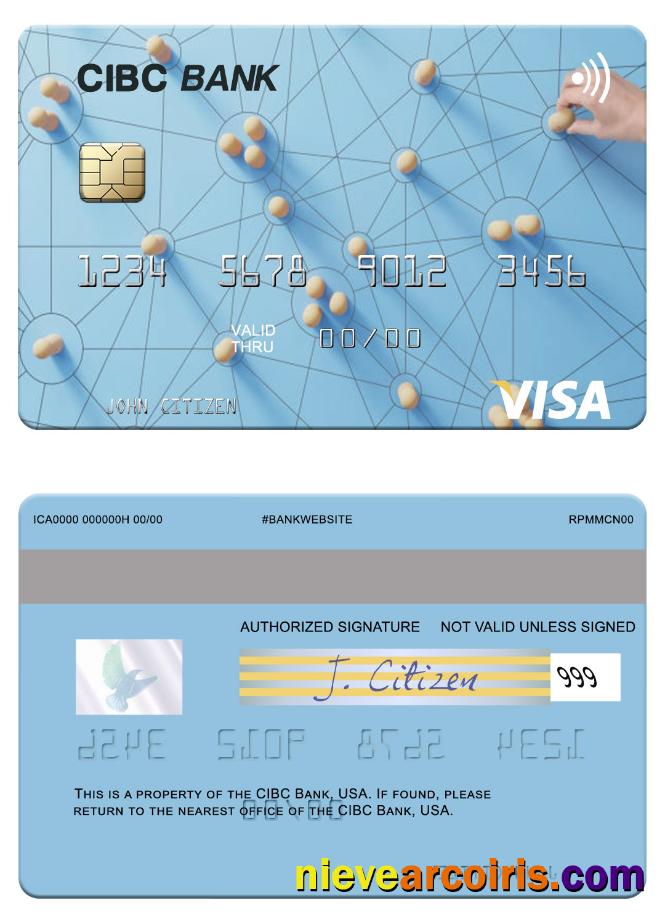 USA CIBC Bank Visa Card Template