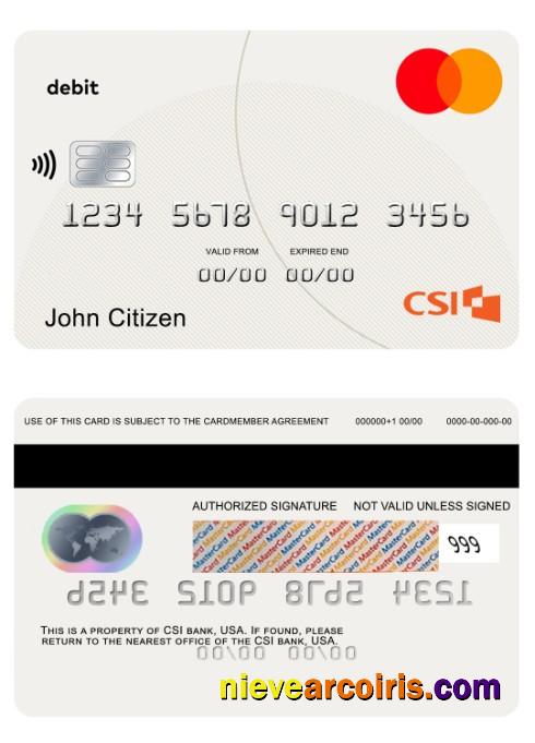 USA CSI Bank Debit Mastercard Photolook
