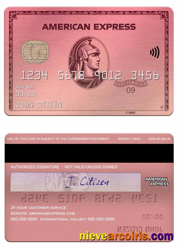 USA Capital One Bank Amex Rose Gold Card Sample