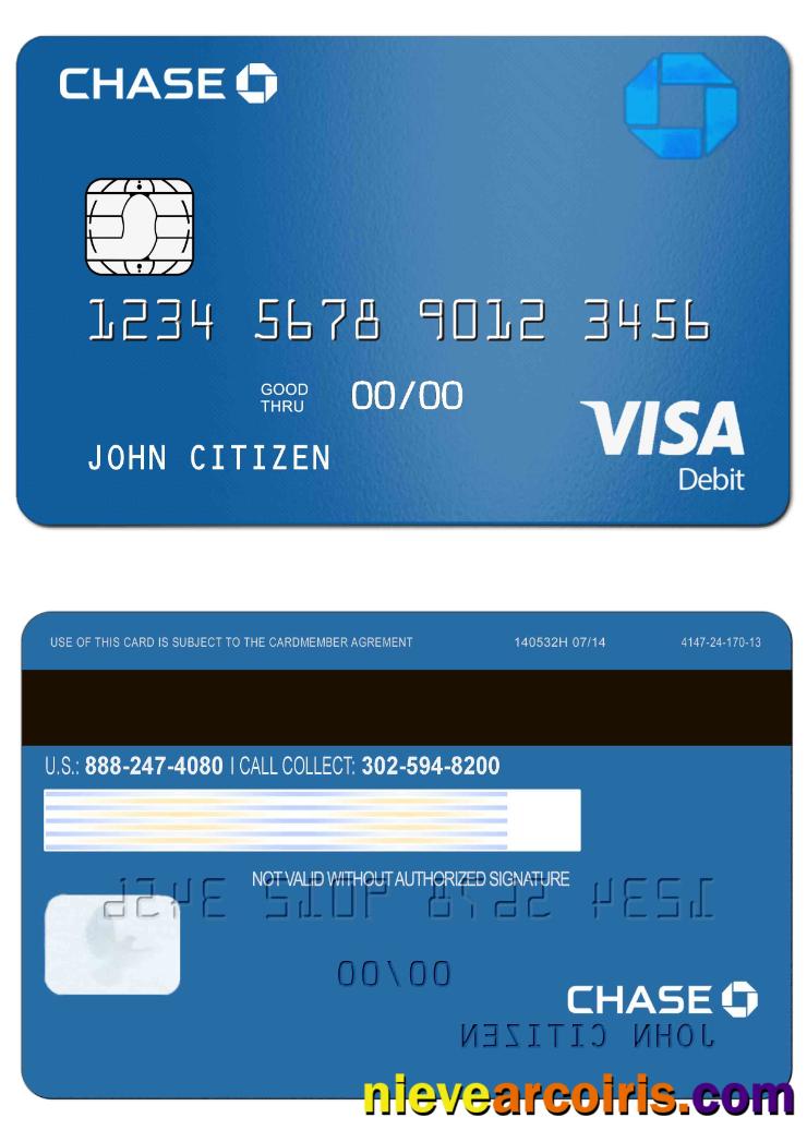USA Chase Bank Visa Debit Card Preview