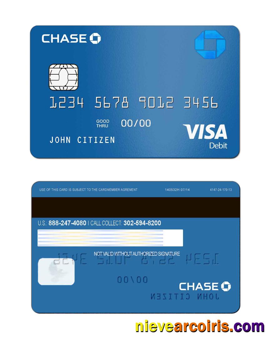 USA Chase Bank Visa Card Template
