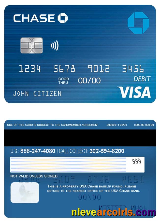 USA Chase Bank Visa Debit Card 2 Preview
