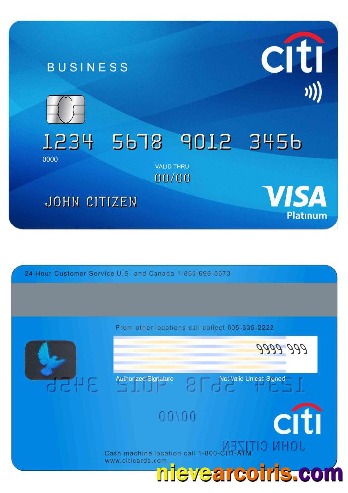 USA Citibank Visa Platinum Card Template