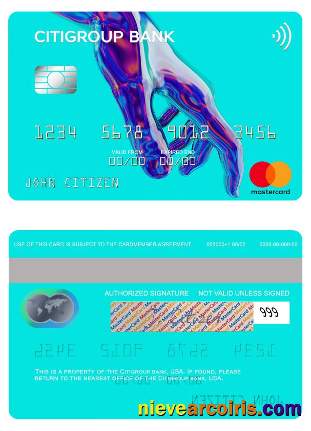 USA Citigroup Bank Mastercard Template