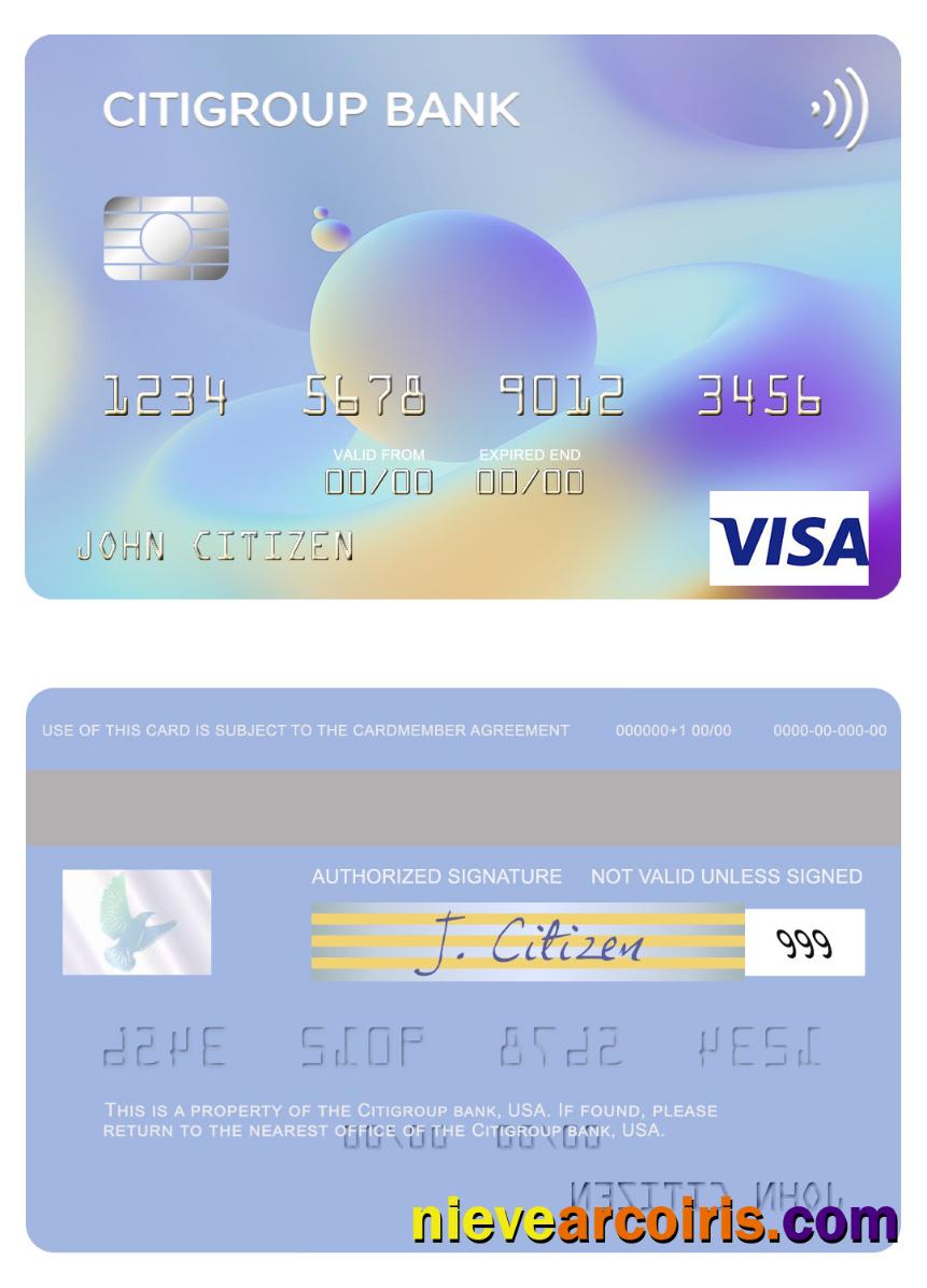 USA Citigroup Bank Visa Card Template