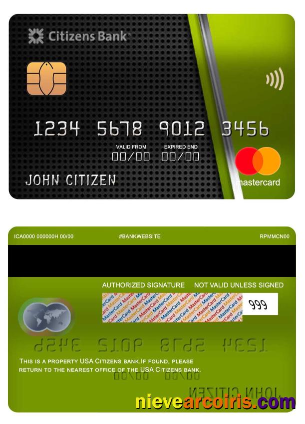 USA Citizens Bank Mastercard Sample